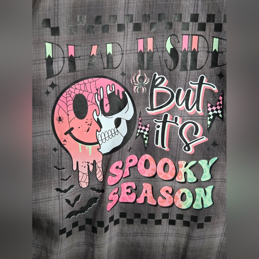 Unisex Custom-Crafted button up shirt with a " Bold Neon Spooky Season Design "